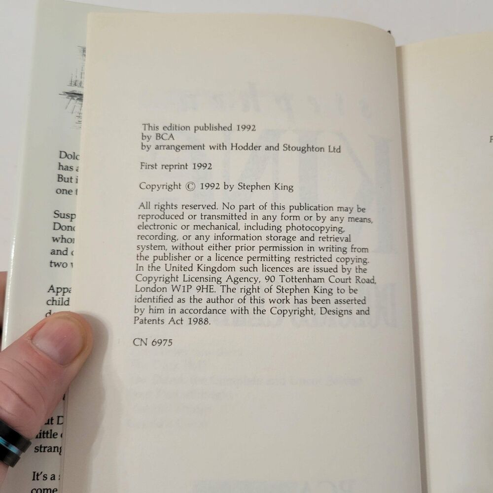 Stephen King - Dolores Claiborne HC 1992 First Edition Reprint VTG Horror UK - Picture 9 of 12